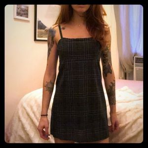 Green Plaid Jumper Dress Urban Outfitters